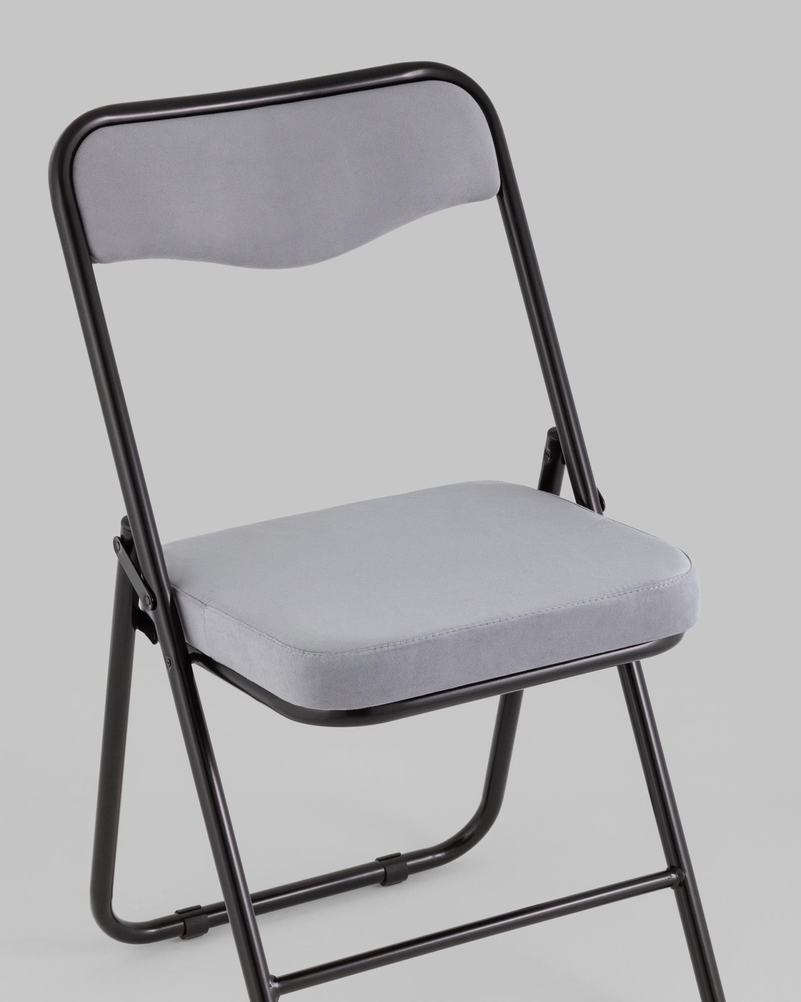 Складной стул Джонни велюр серый каркас черный матовый Stool Group