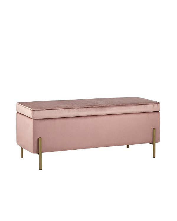 Банкетка Тюдор с ящиком велюр розовый Stool Group