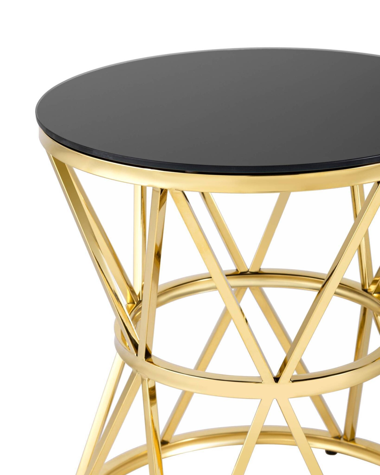 Журнальный стол 50*50 ВИВА золото стекло черное Stool Group