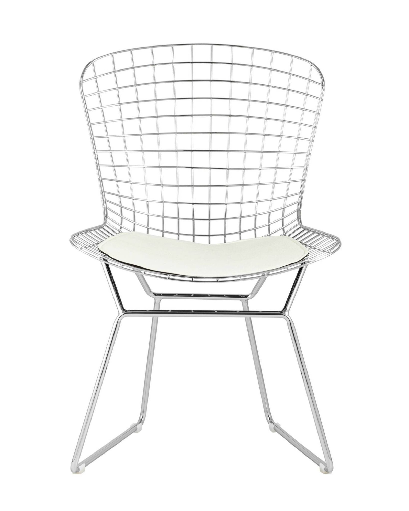 Стул обеденный Bertoia хромированный с белой подушкой Stool Group