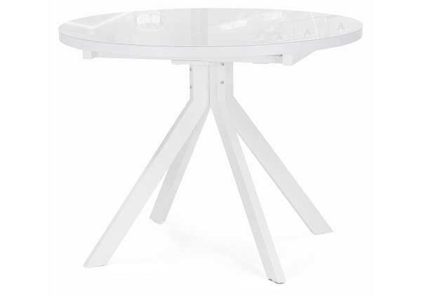 Стол стеклянный Woodville Веллор 100(135)х100х78 белый 502176