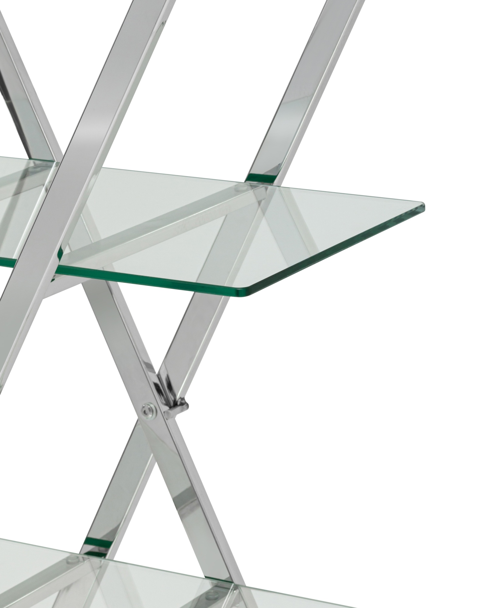 Стеллаж Гейт прозрачное стекло сталь серебро Stool Group