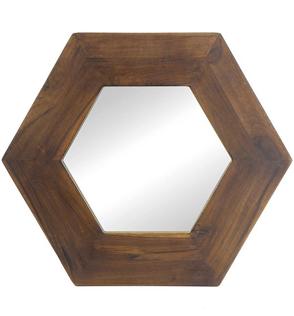 Зеркало настенное из тикового дерева Glasar 85824-BROW