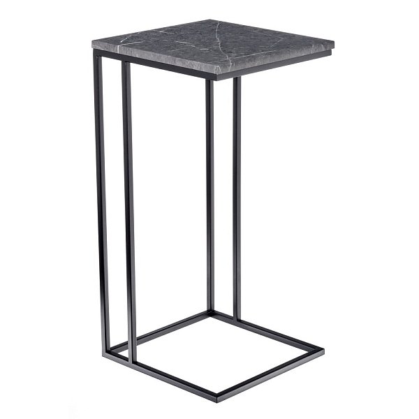 Придиванный столик Loft 35x35см, серый мрамор с чёрными ножками Bradex Home RF 0355