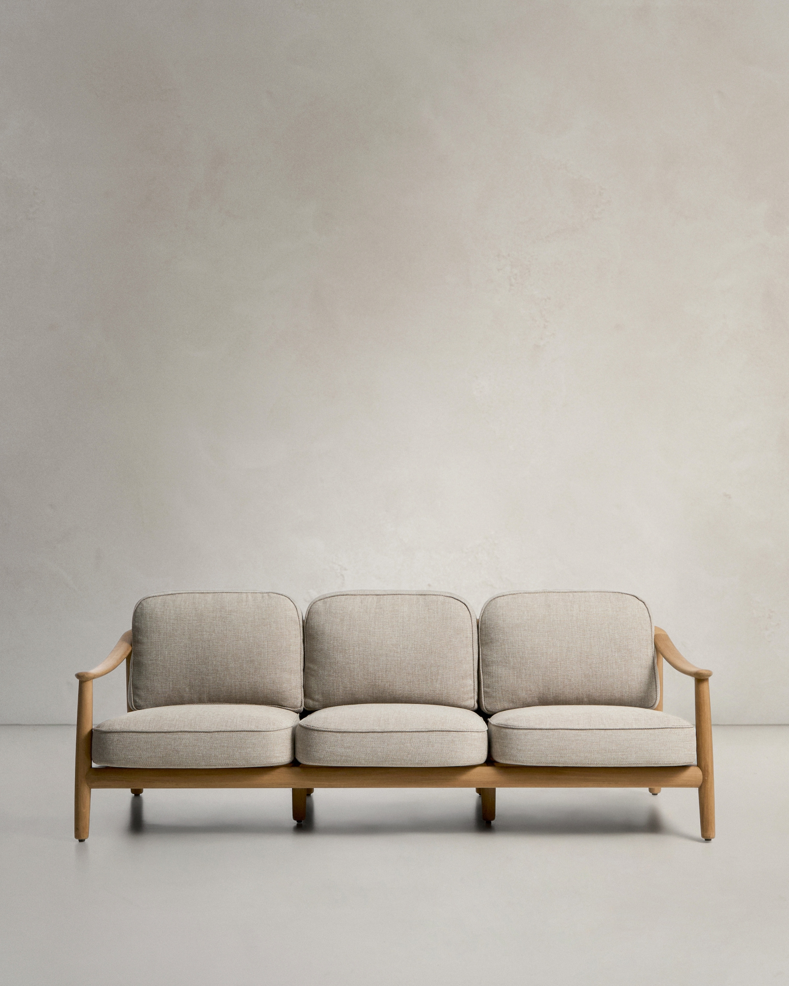 Уличный 3-х местный диван Elunda из тикового дерева и бежевой веревки La Forma 482221