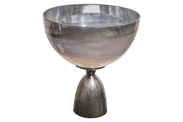 Чаша стеклянная на металлическом основании серебряная Garda Decor 71PN-3177