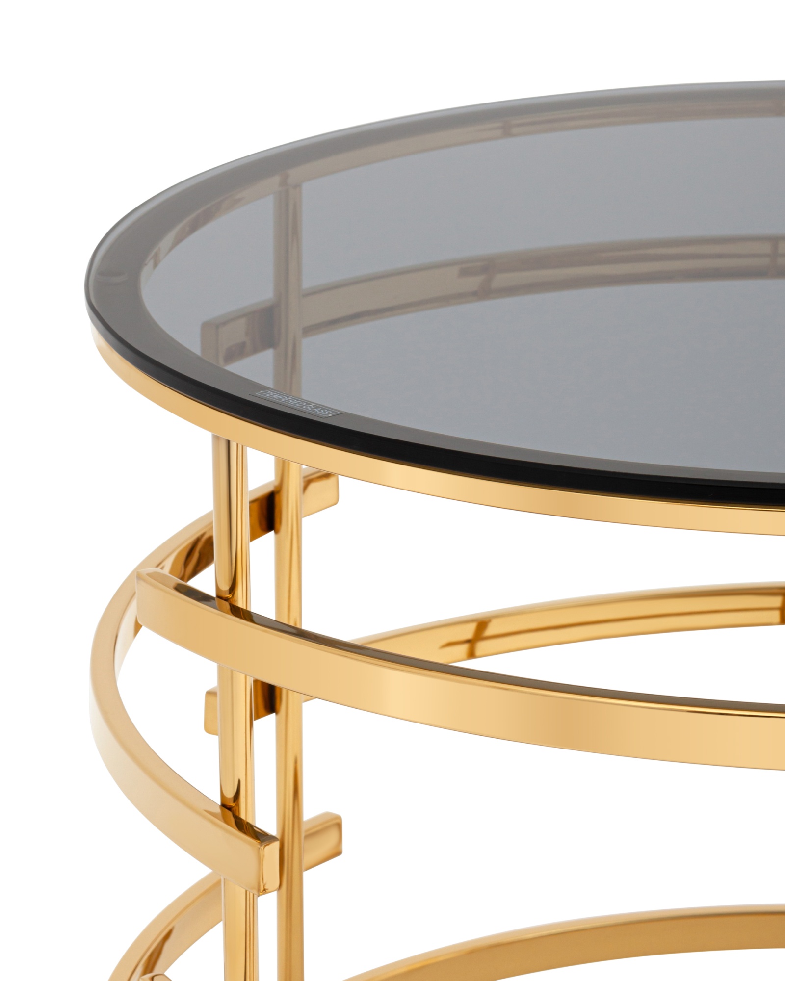 Журнальный столик Инфлюэнс 60*60 стекло smoke сталь золото Stool Group