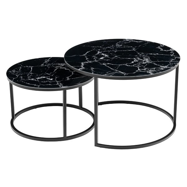 Набор кофейных столиков Tango чёрный мрамор с чёрными ножками, 2шт Bradex Home RF 0375