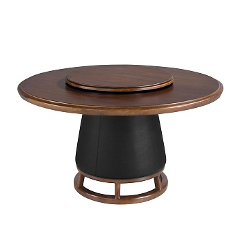 Круглый обеденный стол 1168 из темного ореха и обивкой из экокожи Angel Cerda