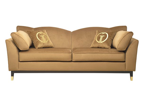 Диван Siena трехместный велюровый золотой Garda Decor SIENA-2K-Colt004