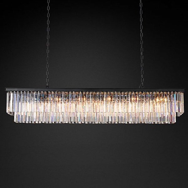 Люстра Restoration Hardware 1920s Odeon Clear Glass Fringe Rectangular 71" Grey Iron