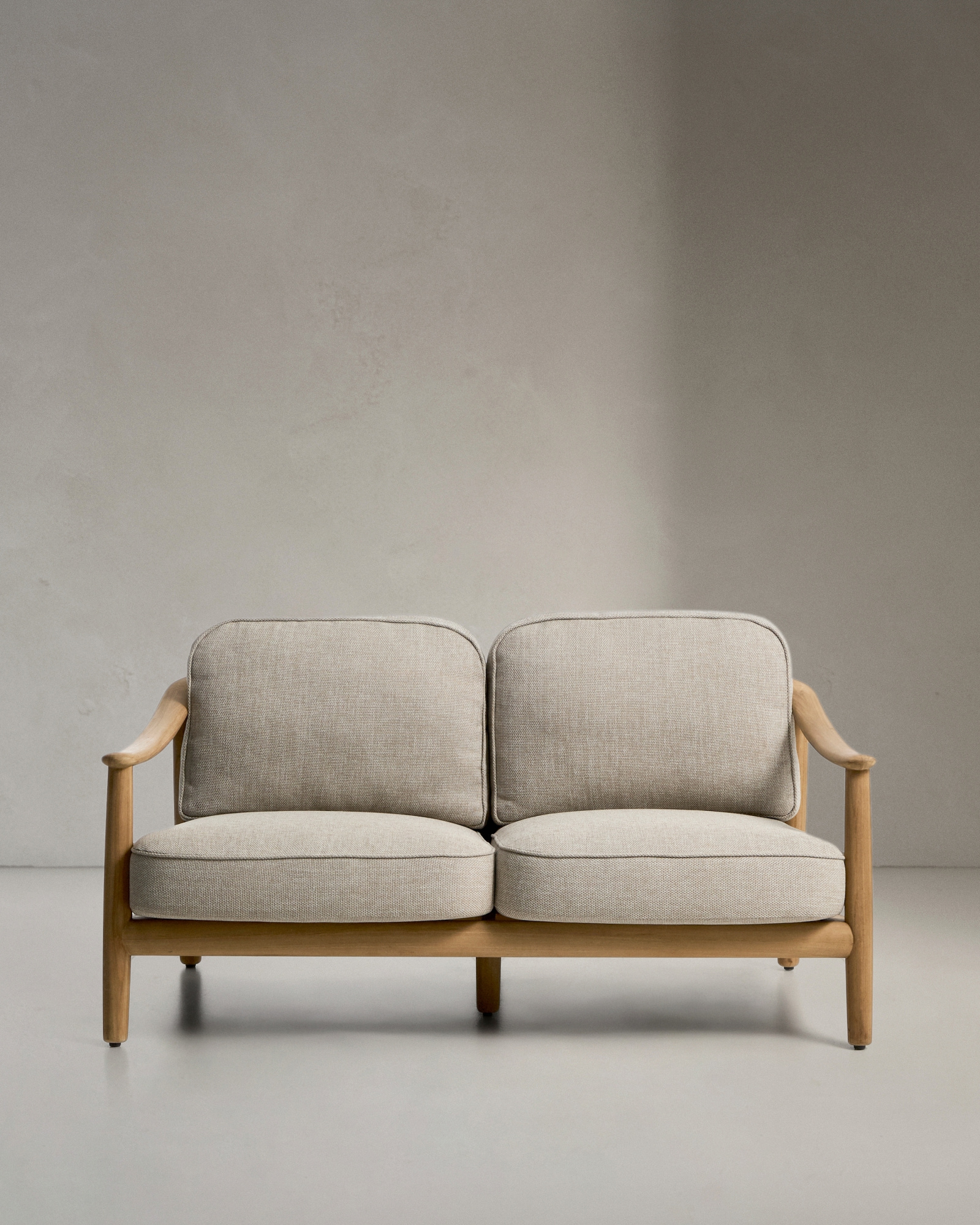 Уличный 2-х местный диван Elunda из тикового дерева и бежевой веревки La Forma 482219