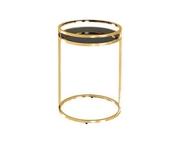 Журнальный столик Гестия 41*60см стекло черное сталь золото Stool Group