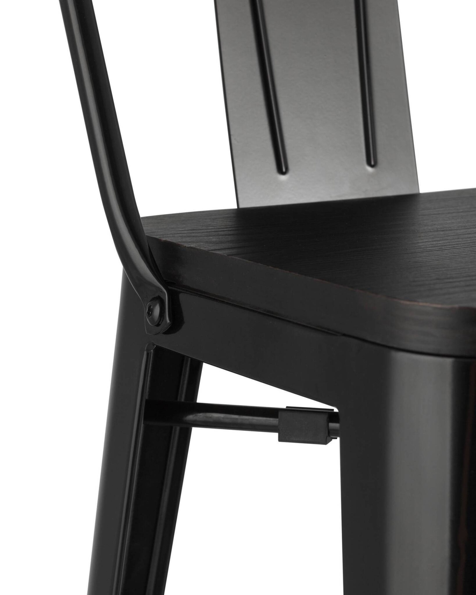 Стул барный TOLIX WOOD со спинкой черный глянцевый Stool Group