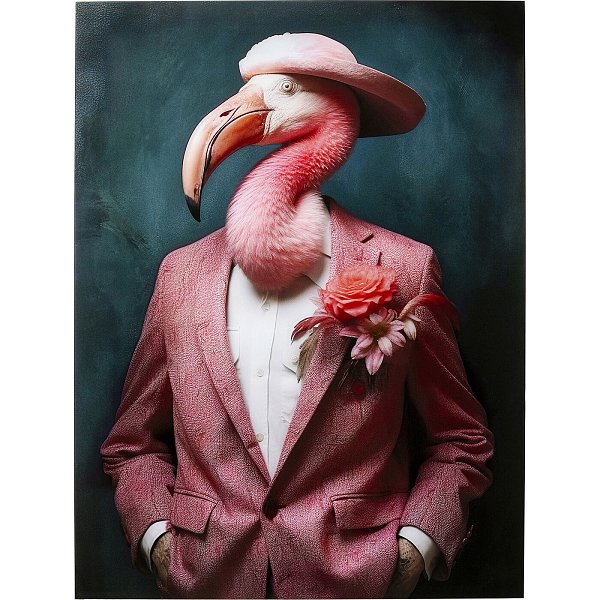 Картина стеклянная Mister Flamingo 120x160 см KARE 56278