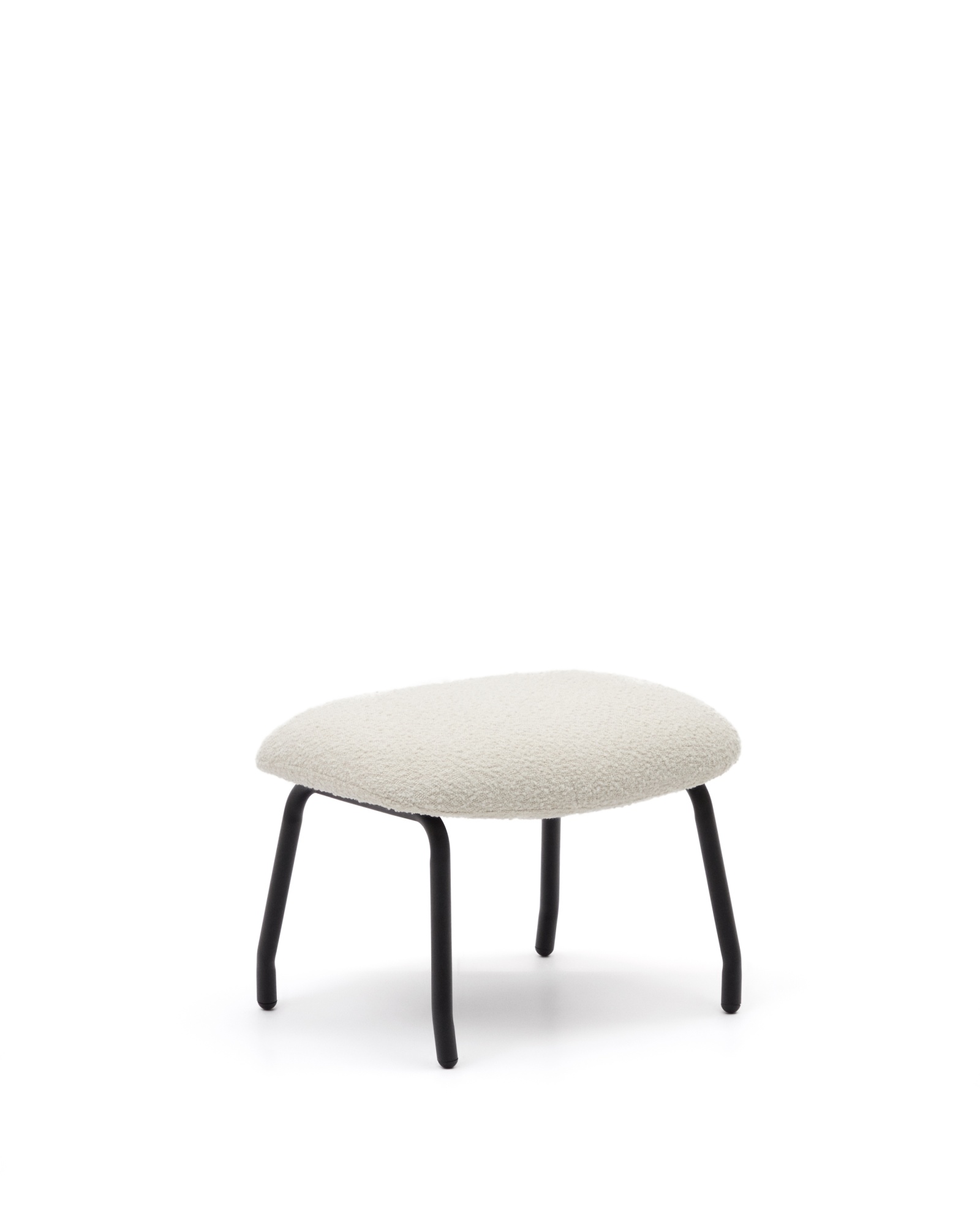 Belina Пуф для ног из белой ткани букле и стали с черной отделкой La Forma (ex Julia Grup)