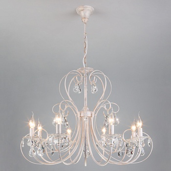 Подвесная люстра Eurosvet 3305/8 белый с золотом/прозрачный хрусталь Strotsk