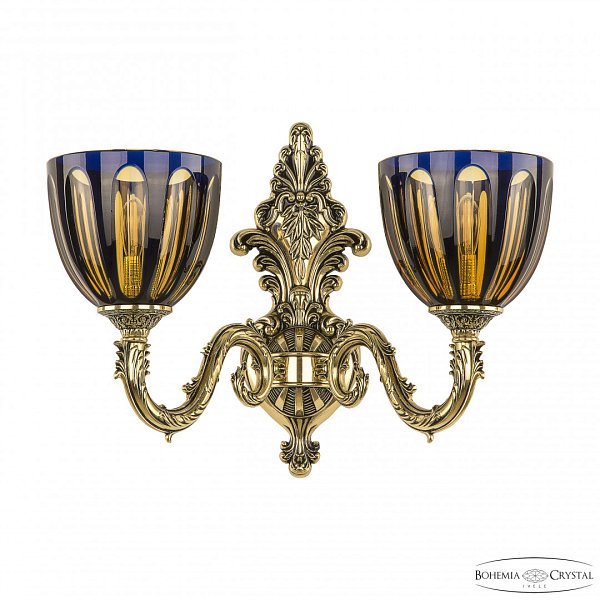 Бра бронзовые 7101B14/2/175 GB P1 U Amber-Blue/H-1H Bohemia Ivele Crystal