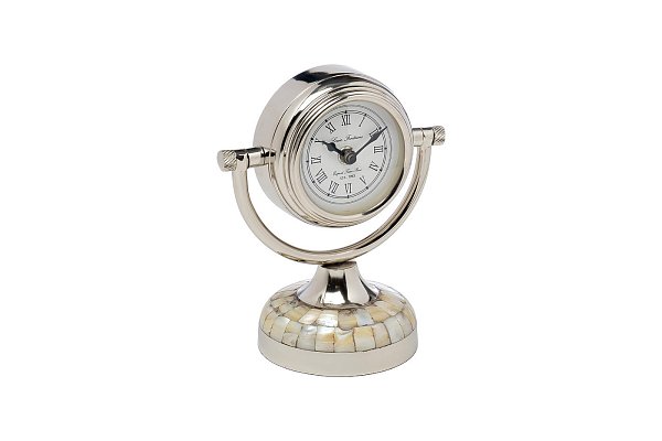 Часы настольные круглые перламутр/хром Garda Decor 79MAL-5327-19NI