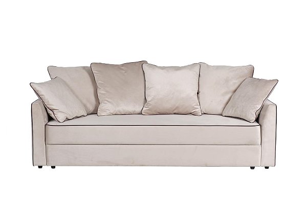 Диван Mores трехместный раскладной бежевый с кантом Garda Decor MORES(K)-2K-КРЕМ-Bel09+Vel35