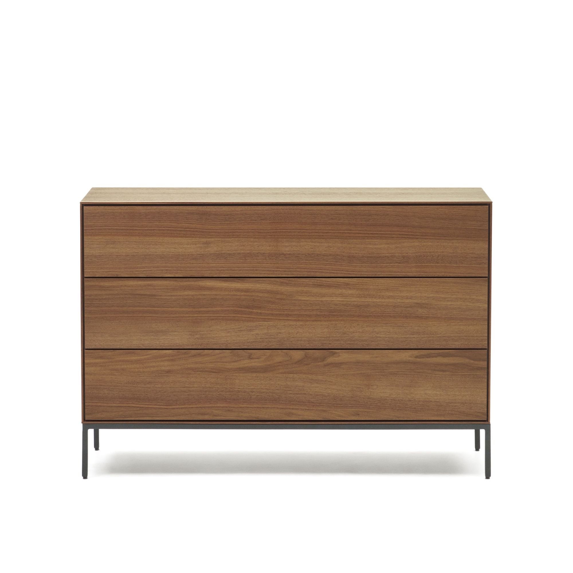 Vedrana Комод с 3 ящиками из орехового шпона со стальными ножками 110 x 75 см La Forma (ex Julia Grup)
