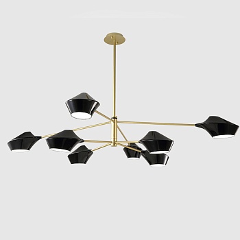 Люстра на штанге LANT D150 8 lamps Gold/Black by ImperiumLoft