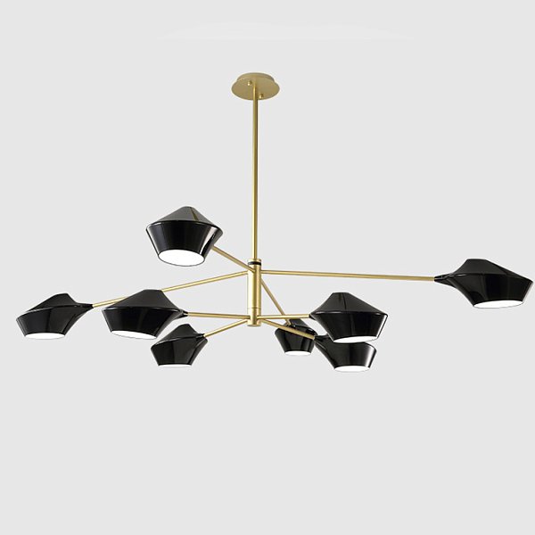 Люстра на штанге LANT D150 8 lamps Gold/Black by ImperiumLoft