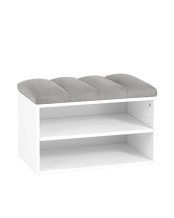 Обувница Хольст белая велюр серый Stool Group