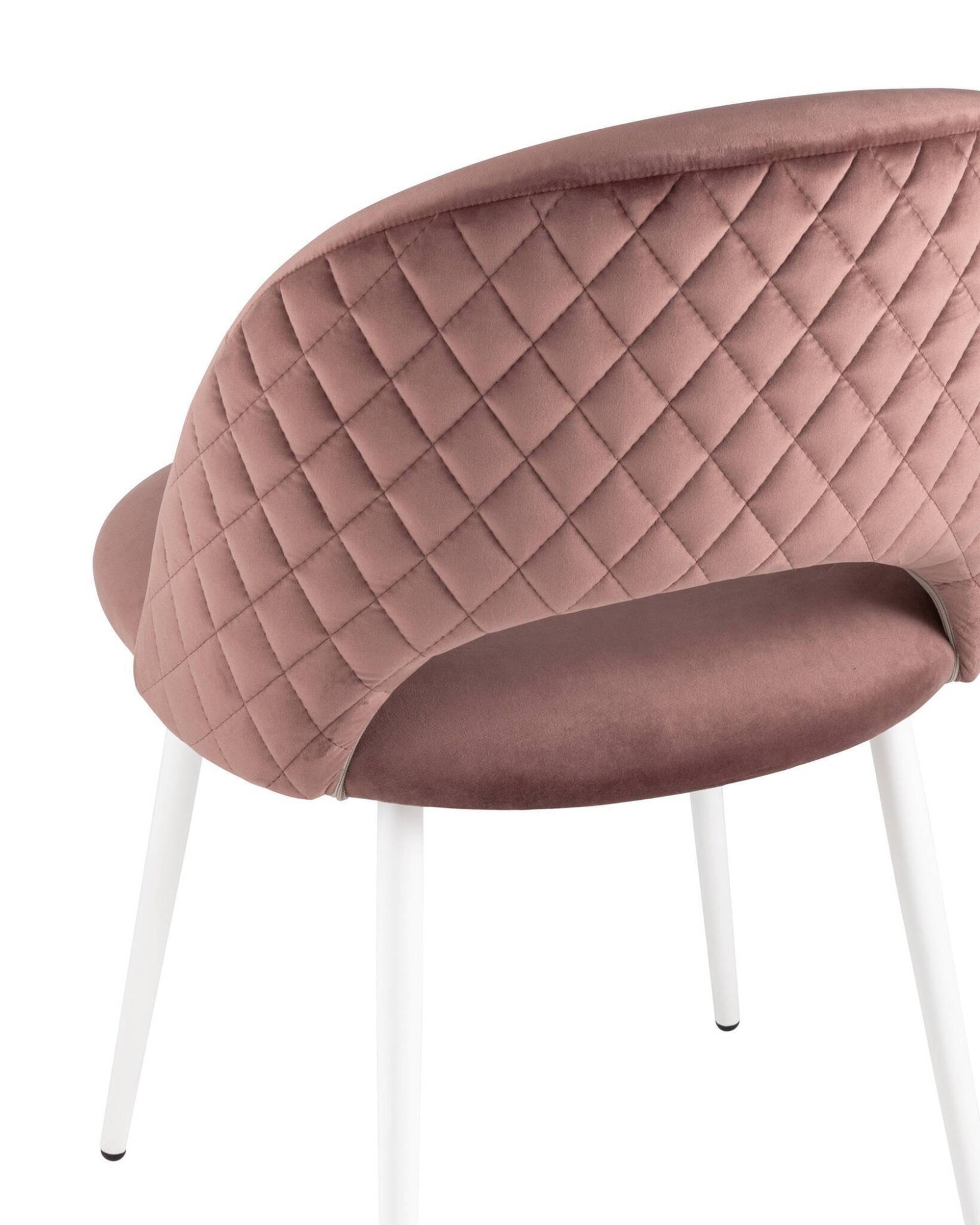 Стул Меган велюр с ромбами пыльно-розовый белые ножки Stool Group