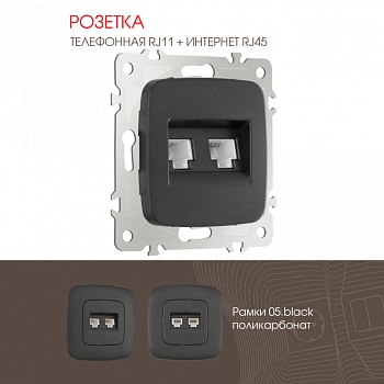 Розетка Arte Milano 205.44-1.black