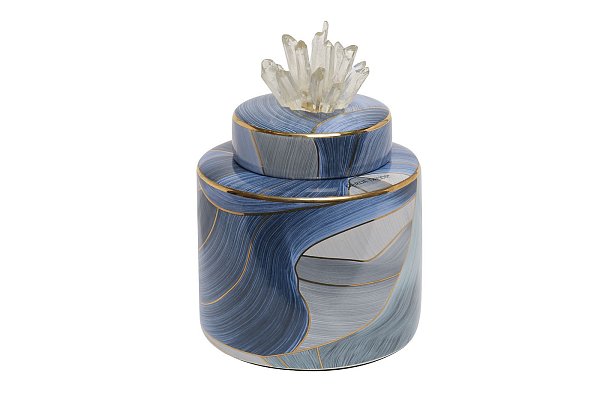 Ваза керамическая с крышкой голубая с золотом Garda Decor 55RD4536S