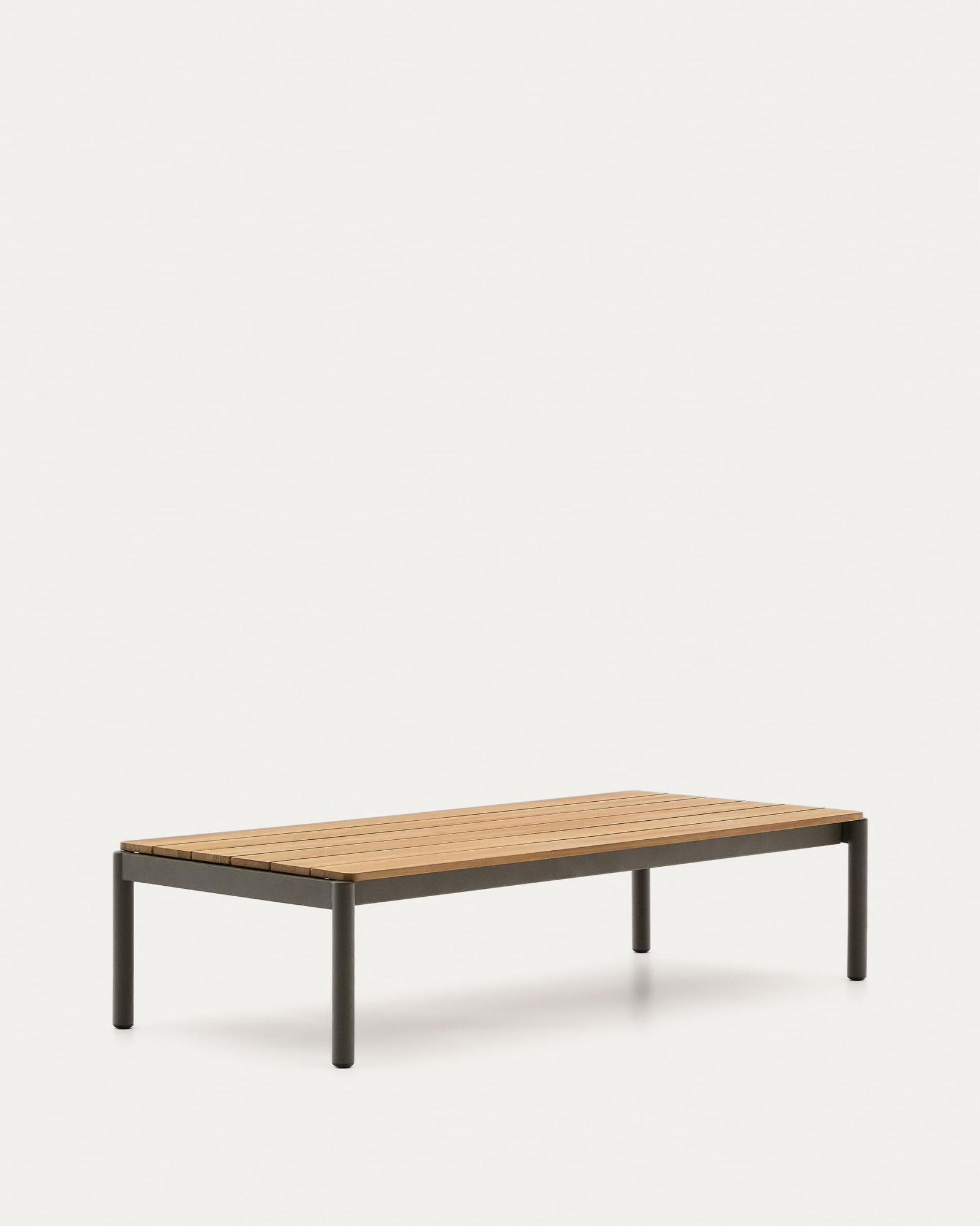 Журнальный столик Sorells из зеленого алюминия и тикового дерева 63 x 144,6 см La Forma 253953