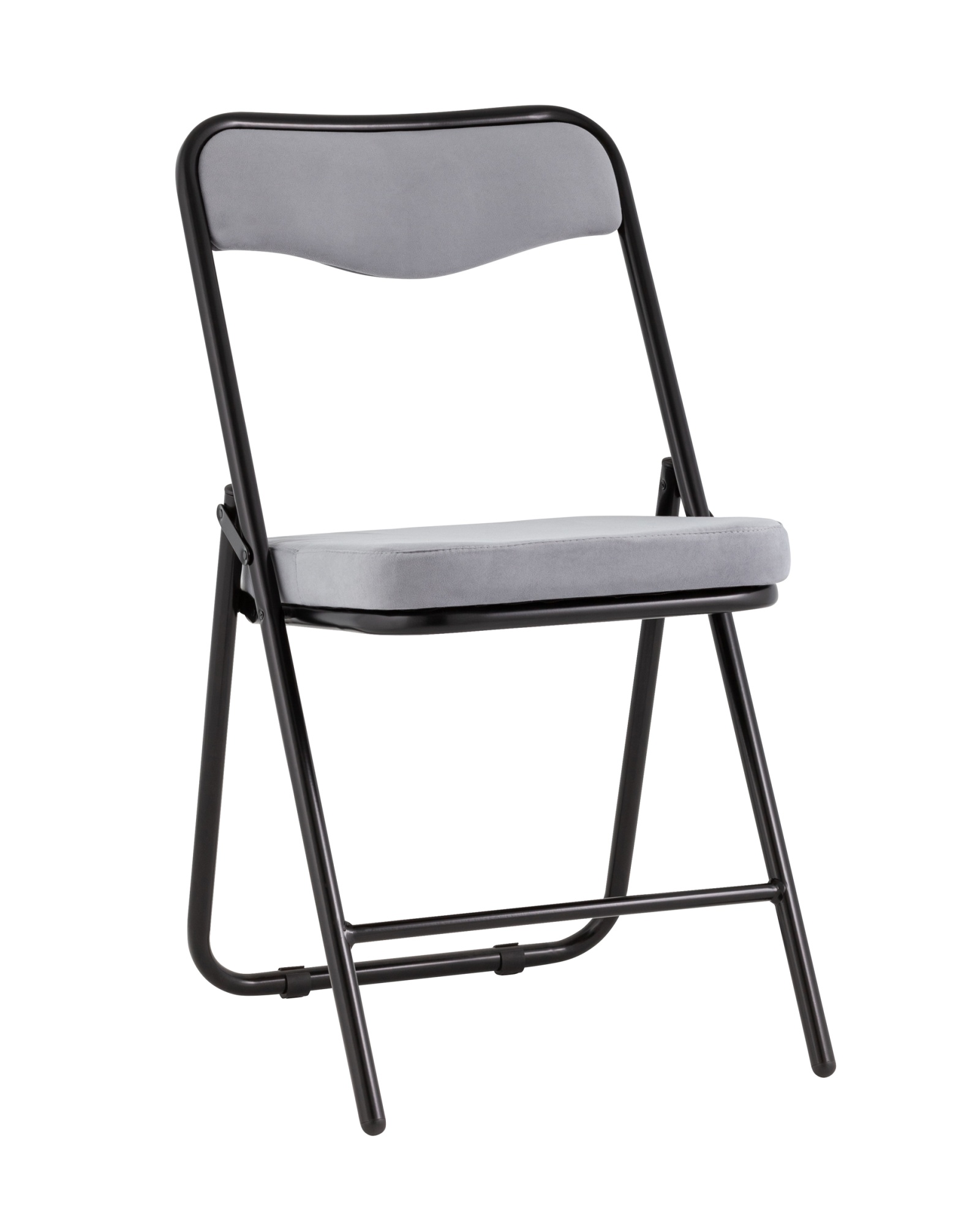 Складной стул Джонни велюр серый каркас черный матовый Stool Group