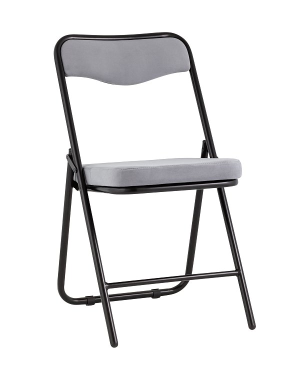 Складной стул Джонни велюр серый каркас черный матовый Stool Group