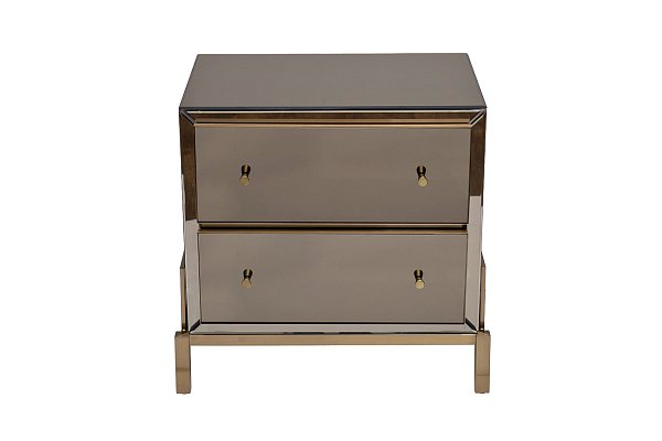 Тумбочка с 2мя ящиками зеркальная/золото Garda Decor KFG170