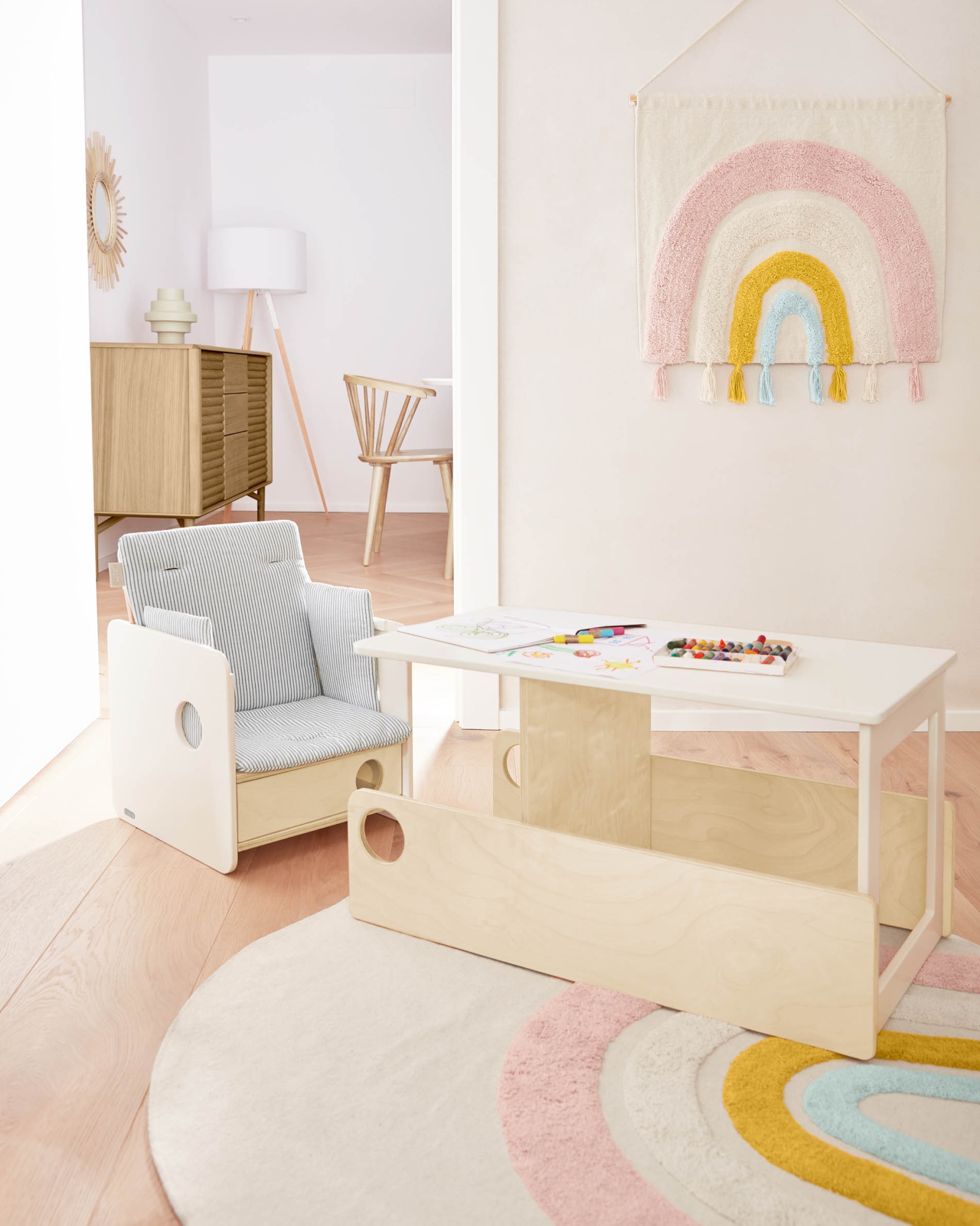 Подушка для стульчика Nuun в синюю полоску 100% органический хлопок (GOTS) La Forma (ex Julia Grup)