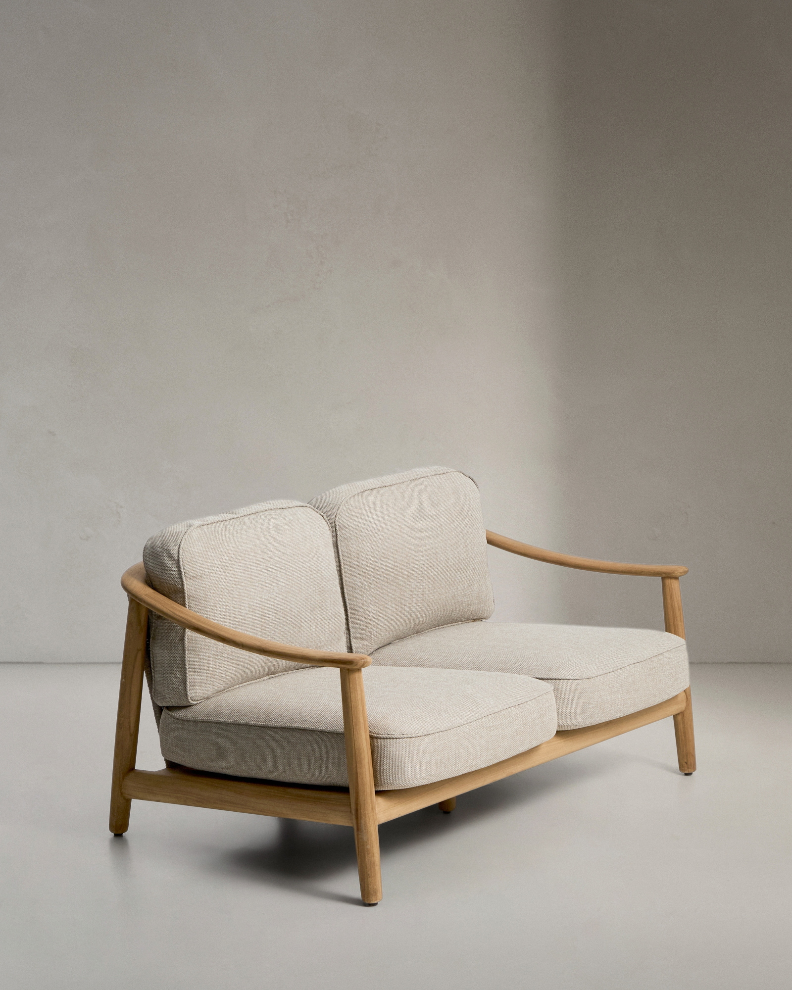 Уличный 2-х местный диван Elunda из тикового дерева и бежевой веревки La Forma 482219