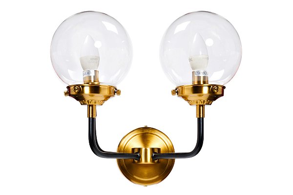 Бра латунь с 2мя стеклянными плафонами Garda Decor K2KG0521W-2