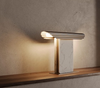 Настольная лампа Hold золотой металл / белый мрамор Aromas del Campo