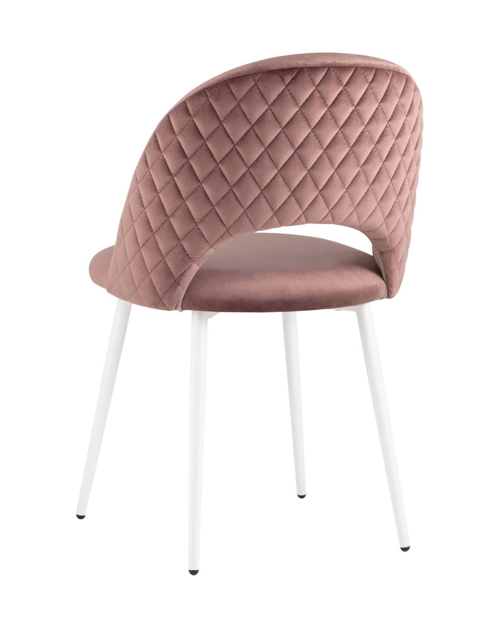 Стул Меган велюр с ромбами пыльно-розовый белые ножки Stool Group