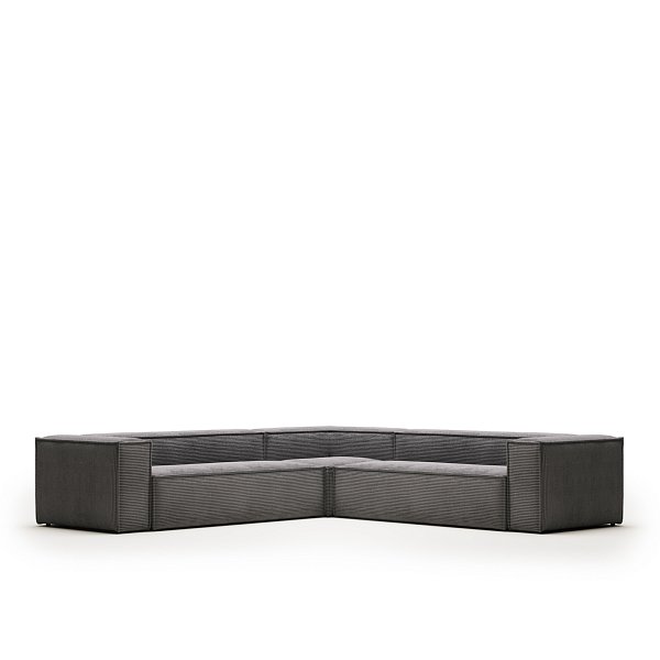 Угловой 6 местный диван Blok 320 x 320 cm серый вельвет La Forma 102396