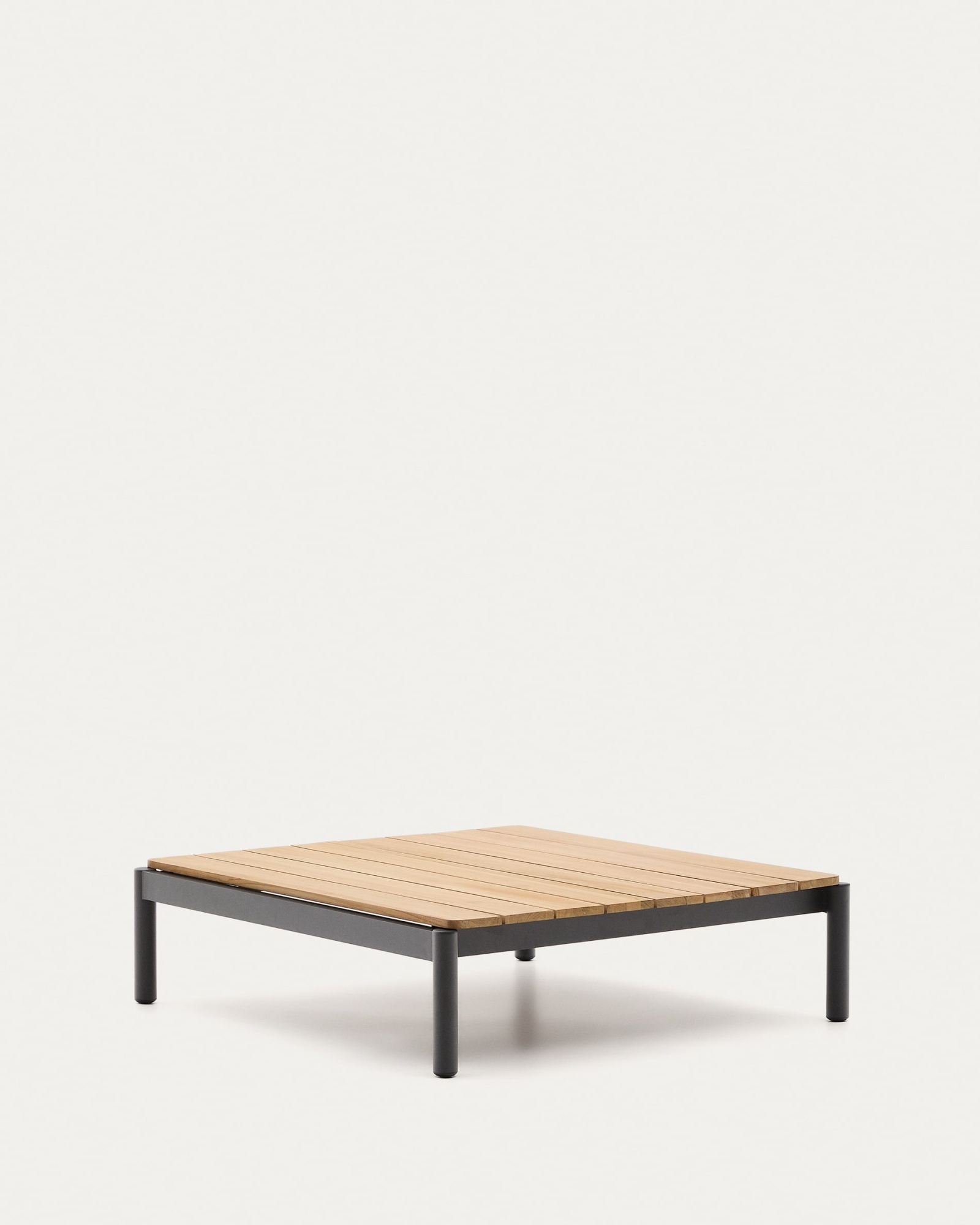 Журнальный столик Sorells из серого алюминия и тикового дерева 89 x 91 см La Forma (ex Julia Grup)