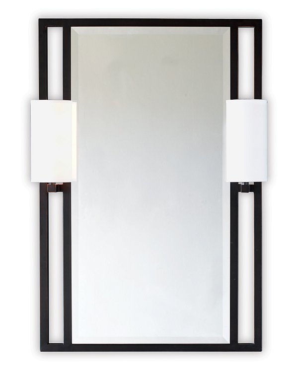 Черное зеркало с бра Дуглас Louvre Home LHDWM301223RJ