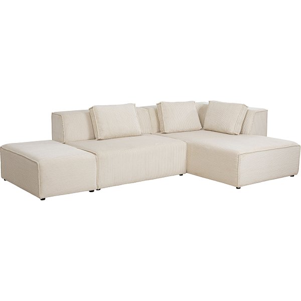 Диван правосторонний угловой Infinity Ottomane Cord Creme Right KARE 87402