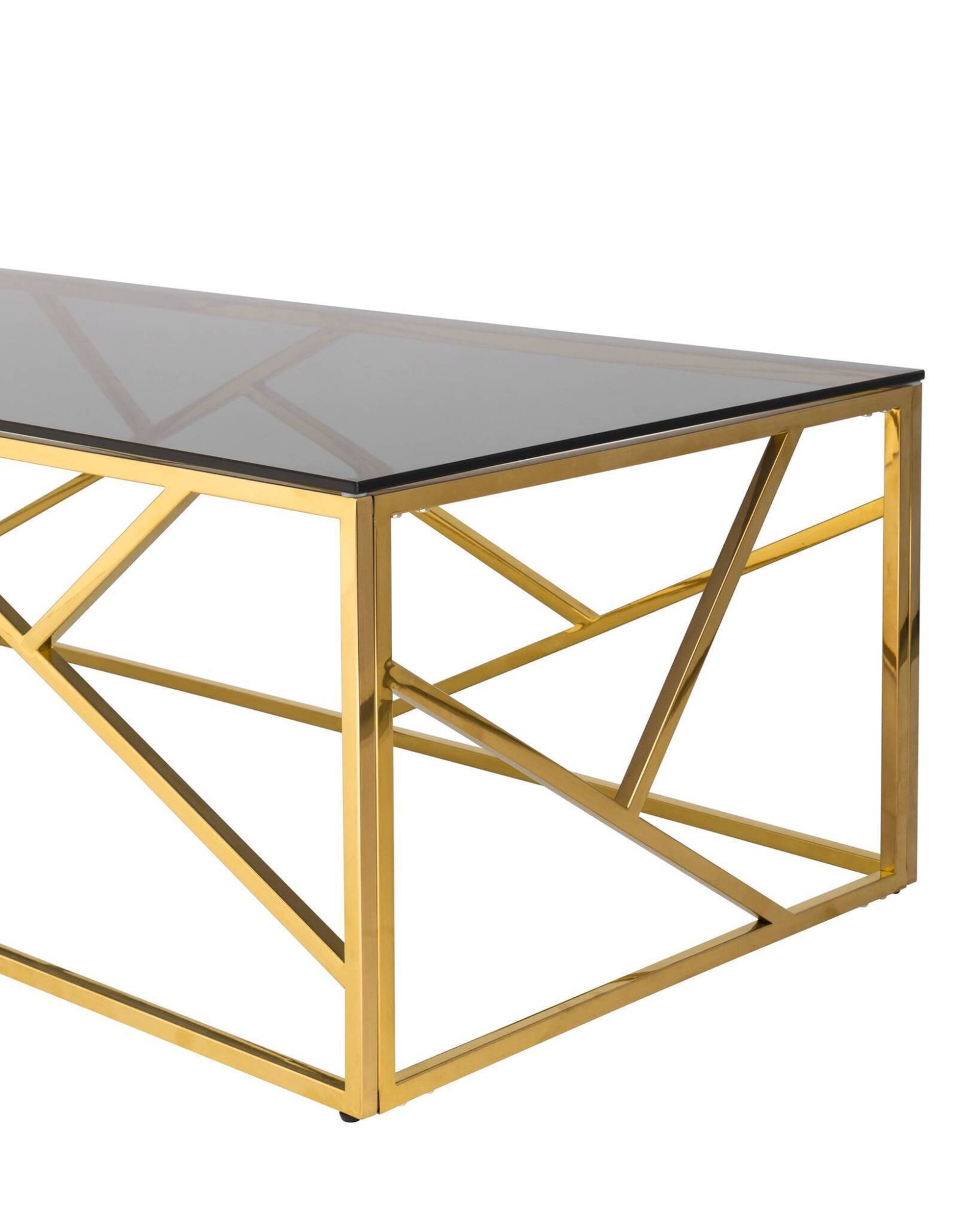 Журнальный стол 120*60 АРТ ДЕКО стекло smoke сталь золото Stool Group