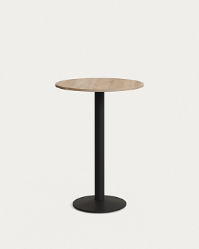 Esilda Круглый стол из меламина с натуральной отделкой и черной металлической ножкой  Ø60x96 La Forma (ex Julia Grup)