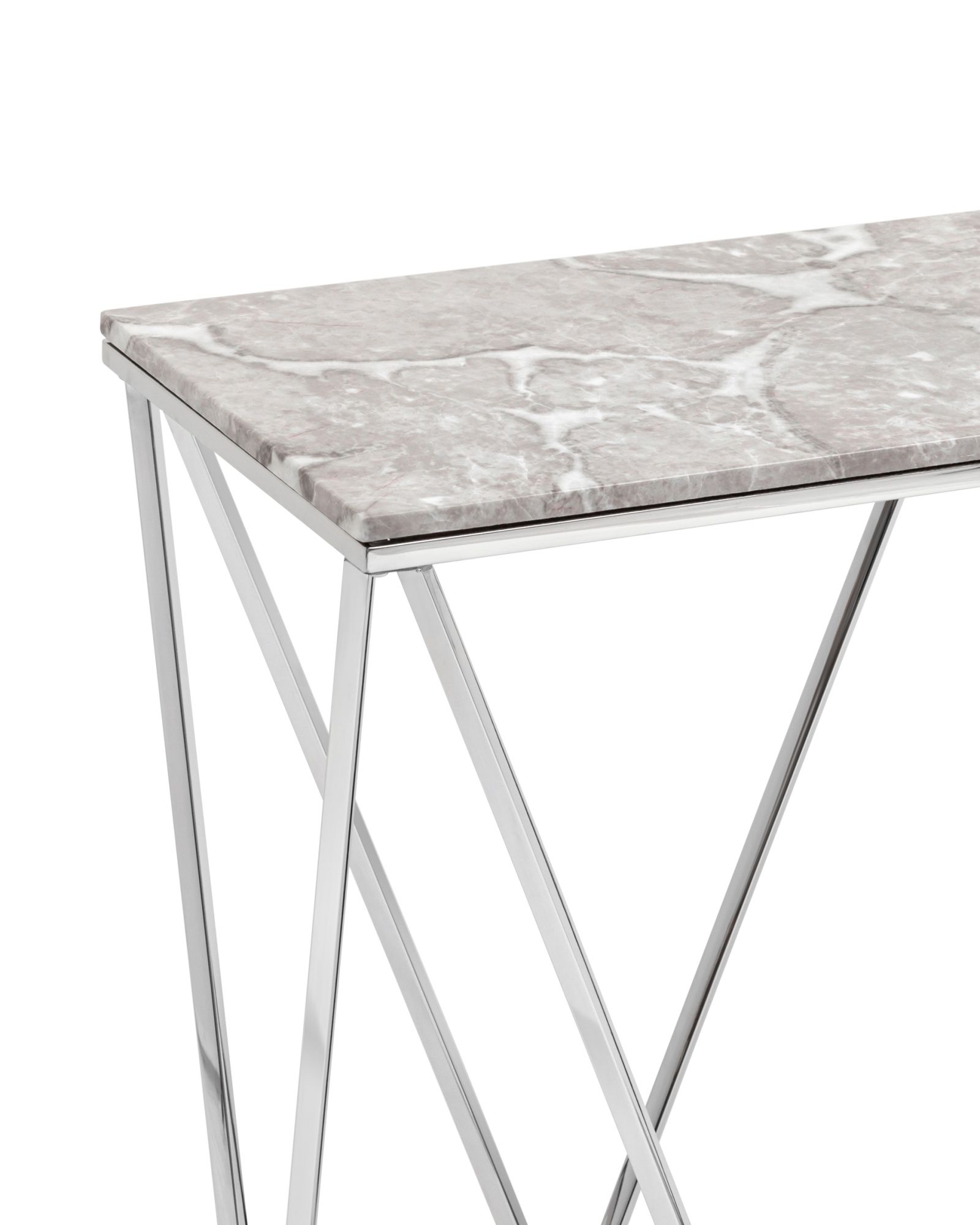 Консоль Авалон 122*41 серый мрамор сталь серебро Stool Group