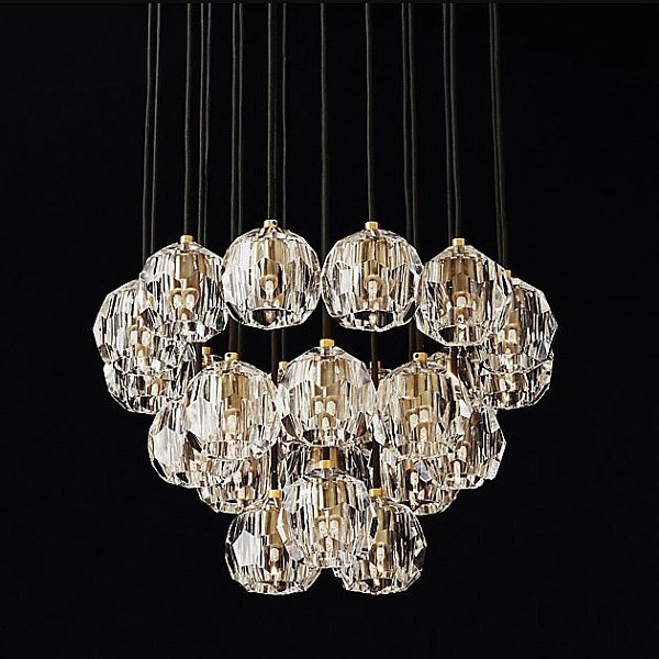 Подвесной светильник Restoration Hardware Boule De Cristal Round Cluster 24" Lacquered Burnished Brass