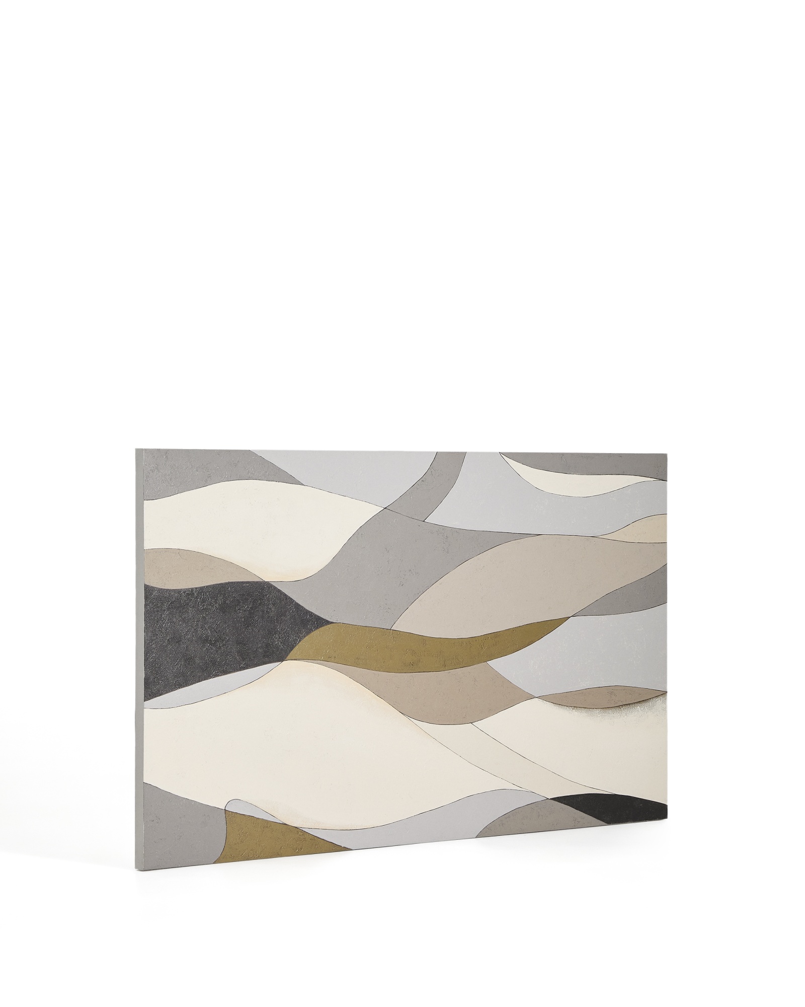 Абстрактный холст Marvilo серо-горчичного цвета 120 x 200 см La Forma (ex Julia Grup)