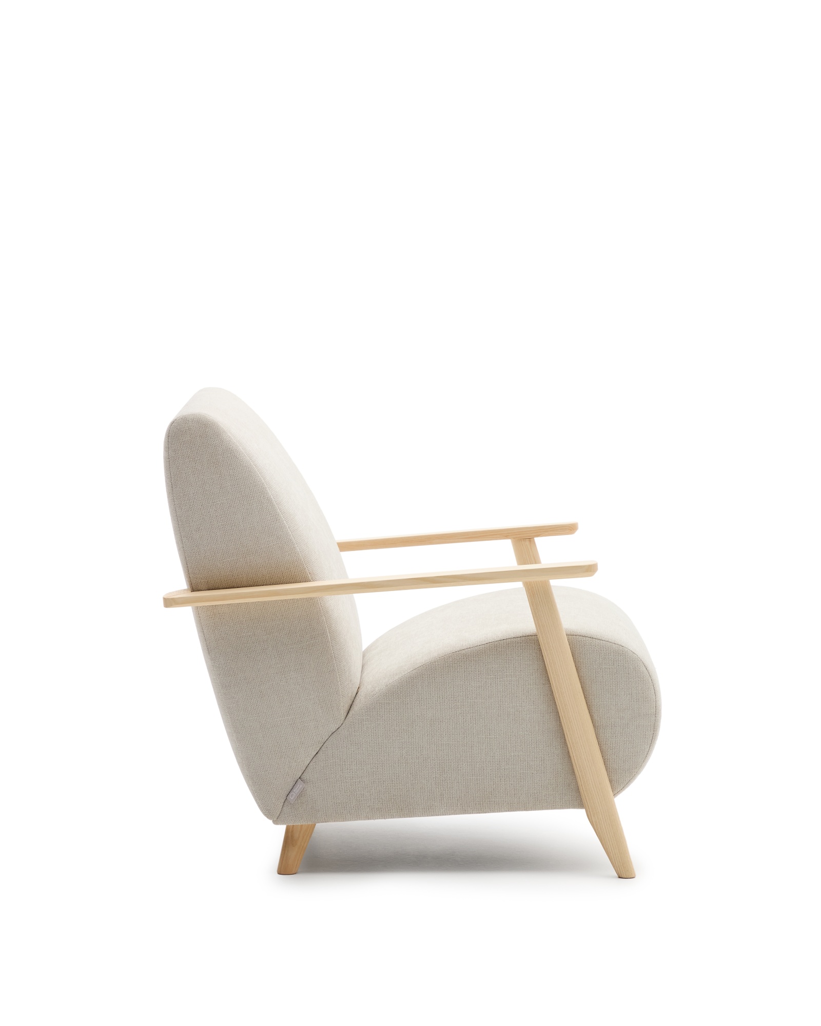 Кресло Meghan из жемчужного шенилла и массива бука в натуральной отделке La Forma (ex Julia Grup)